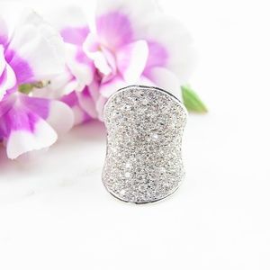 Cubic Zirconia Cocktail Ring | Curved Pavé Setting